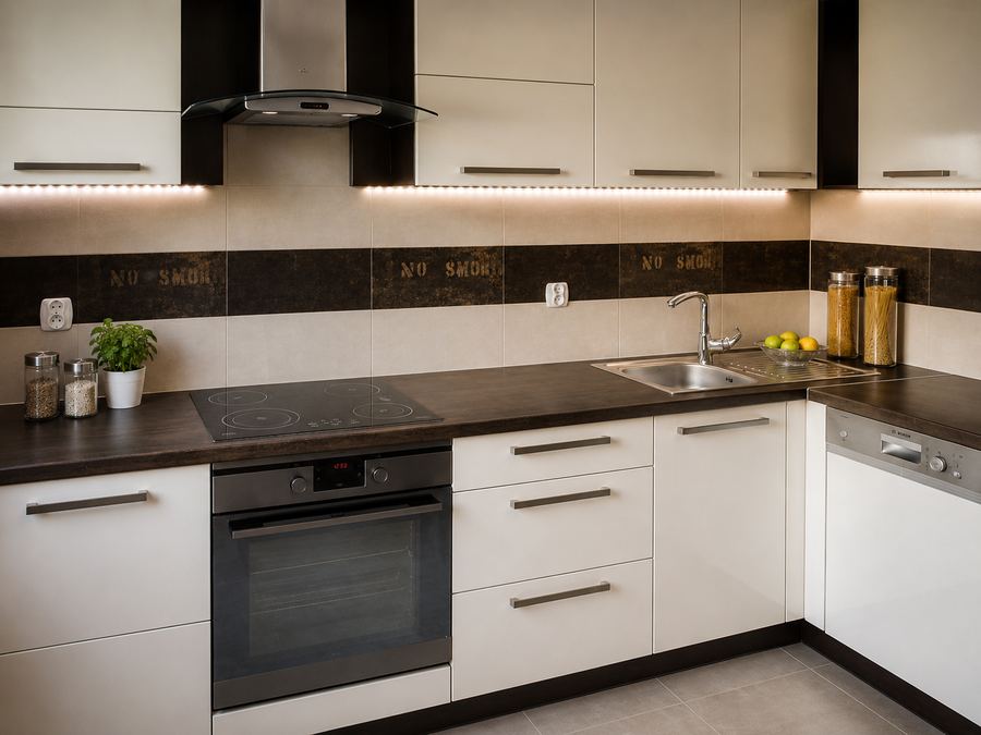 Eleganter Kücheneinbau mit Details nach Maß